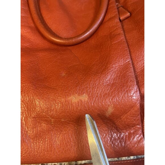 Coach Madison Lindsey Satchel Orange Leather 18641 Tote Crossbody Bag Purse - Picture 2 of 5